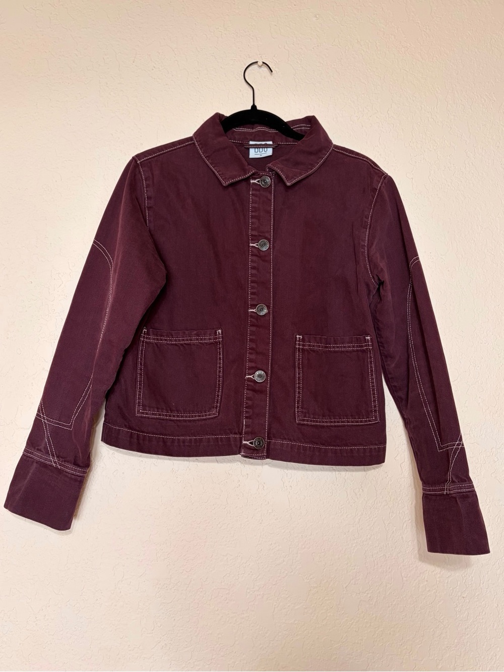 BDG Maroon Button-Up Denim Jacket